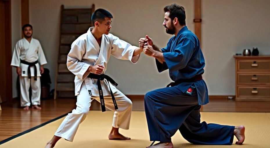 Praticante de Bartitsu em ação em um dojo.