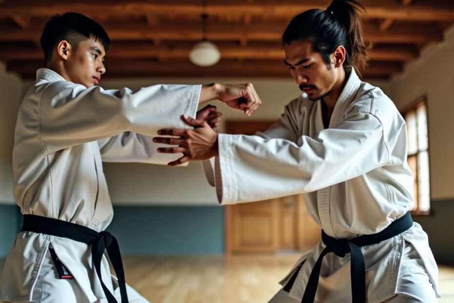 Pessoa praticando Bartitsu em um dojo.