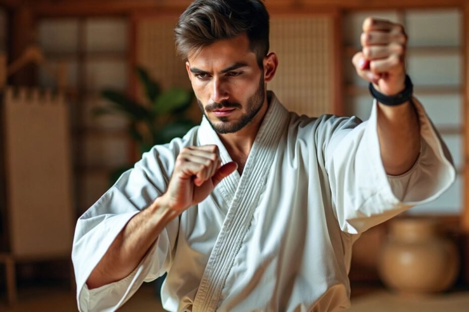 Pessoa praticando Bartitsu em um dojo.